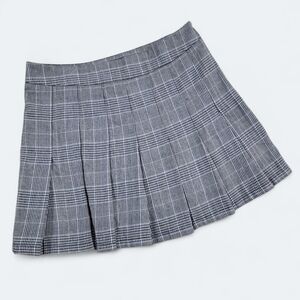 Hyfve Hyfve Houndstooth Plaid Women's Pleated Mini Skirt Size Small Black Blue